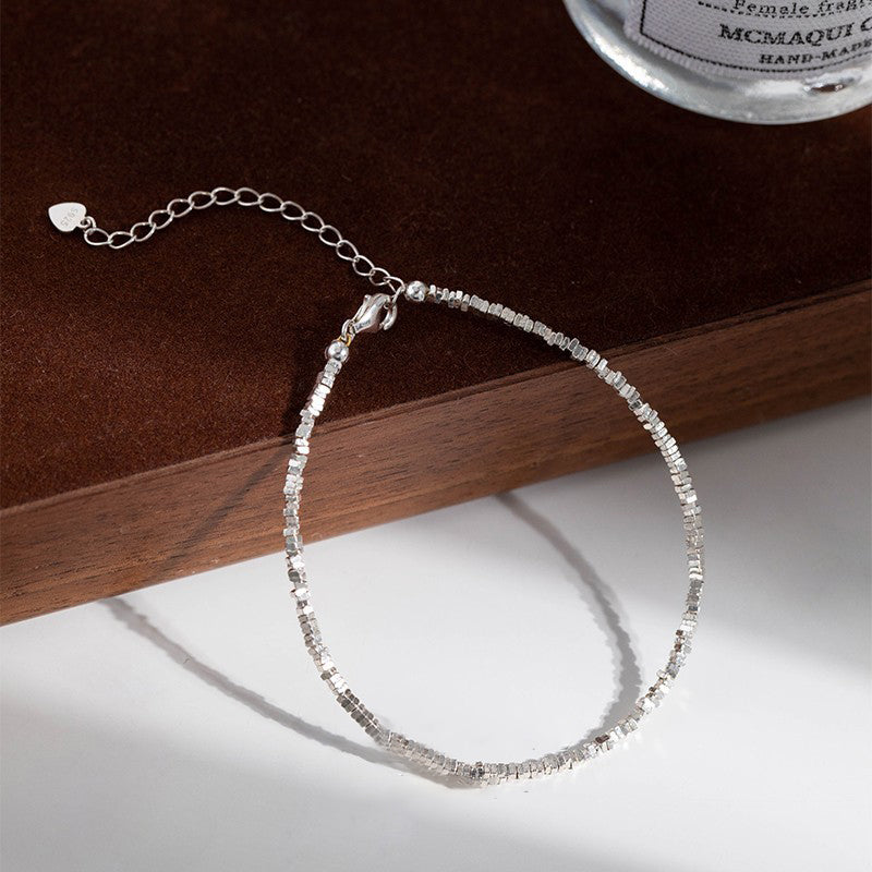 sterling silver broken silver color beanie new beaded personality niche versatile bracelet