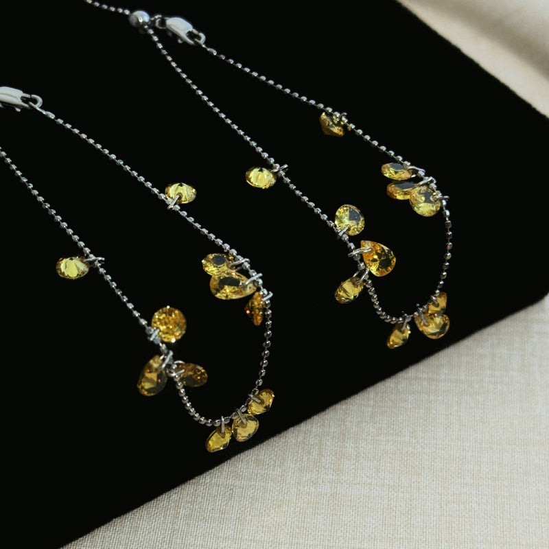 Sterling silver zhao cai yellow diamond starry niche bracelet