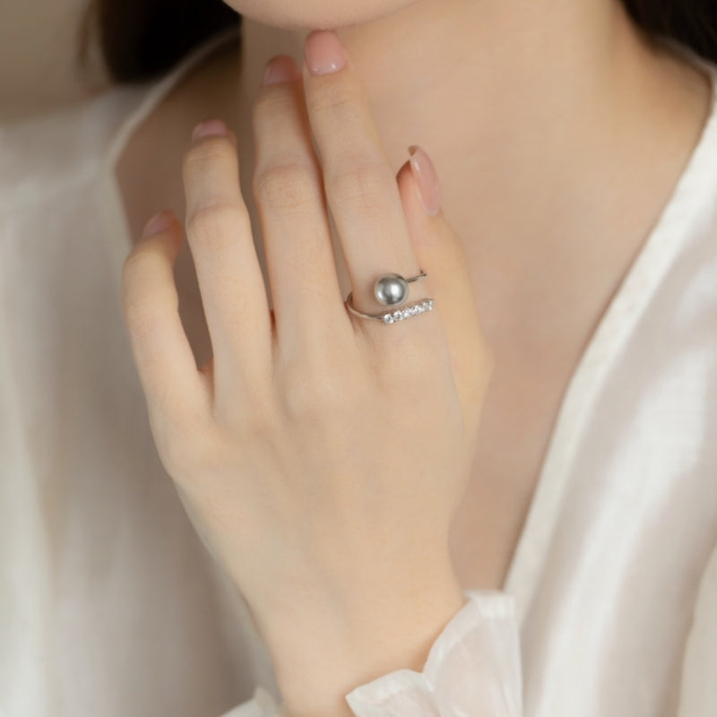 Sterling silver pearl open ring