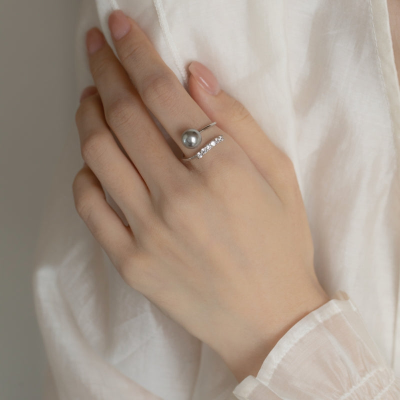 Sterling silver pearl open ring