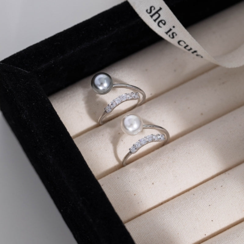 Sterling silver pearl open ring