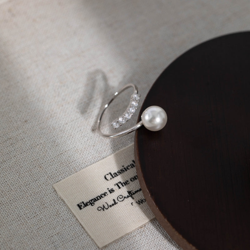 Sterling silver pearl open ring
