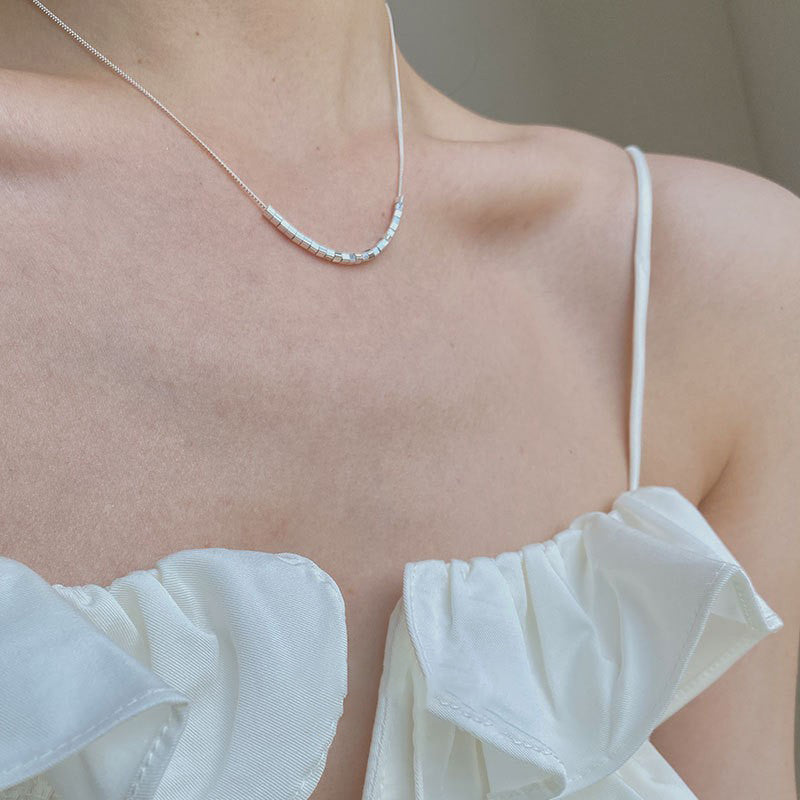 Sterling silver cube necklace