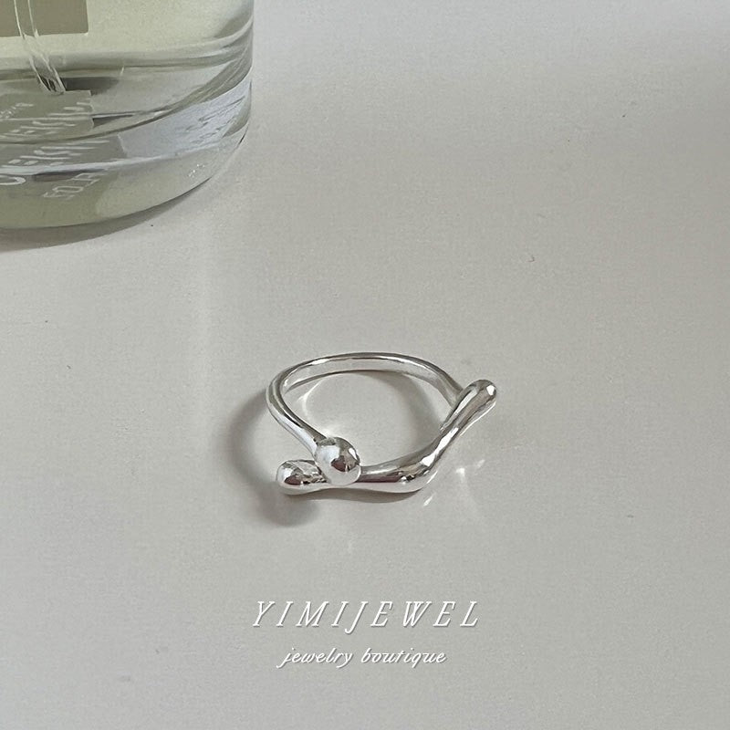 sterling silver opening adjustable simple ring