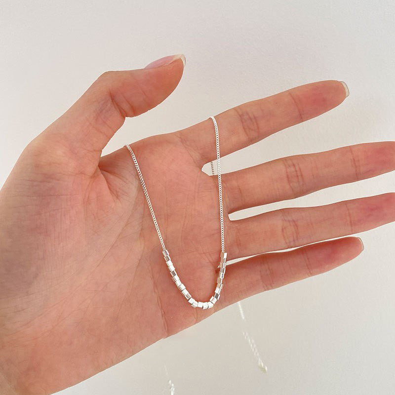 Sterling silver cube necklace