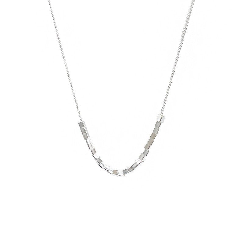 Sterling silver cube necklace