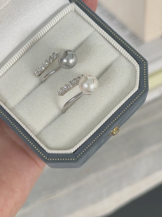 Sterling silver pearl open ring