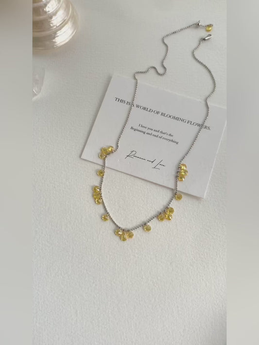 S925 Silver and Yellow Diamond Necklace
