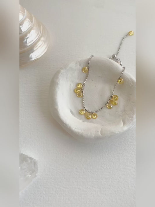 Sterling silver zhao cai yellow diamond starry niche bracelet